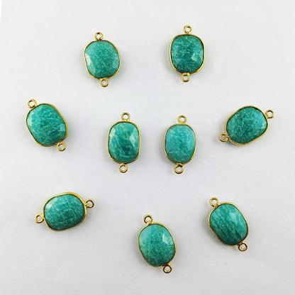 Handmade Amazonite Free Form Connector 12–15mm Gold Plated Gemstone Links for Jewelry Designers & DIY Projects- Selling Per Piece