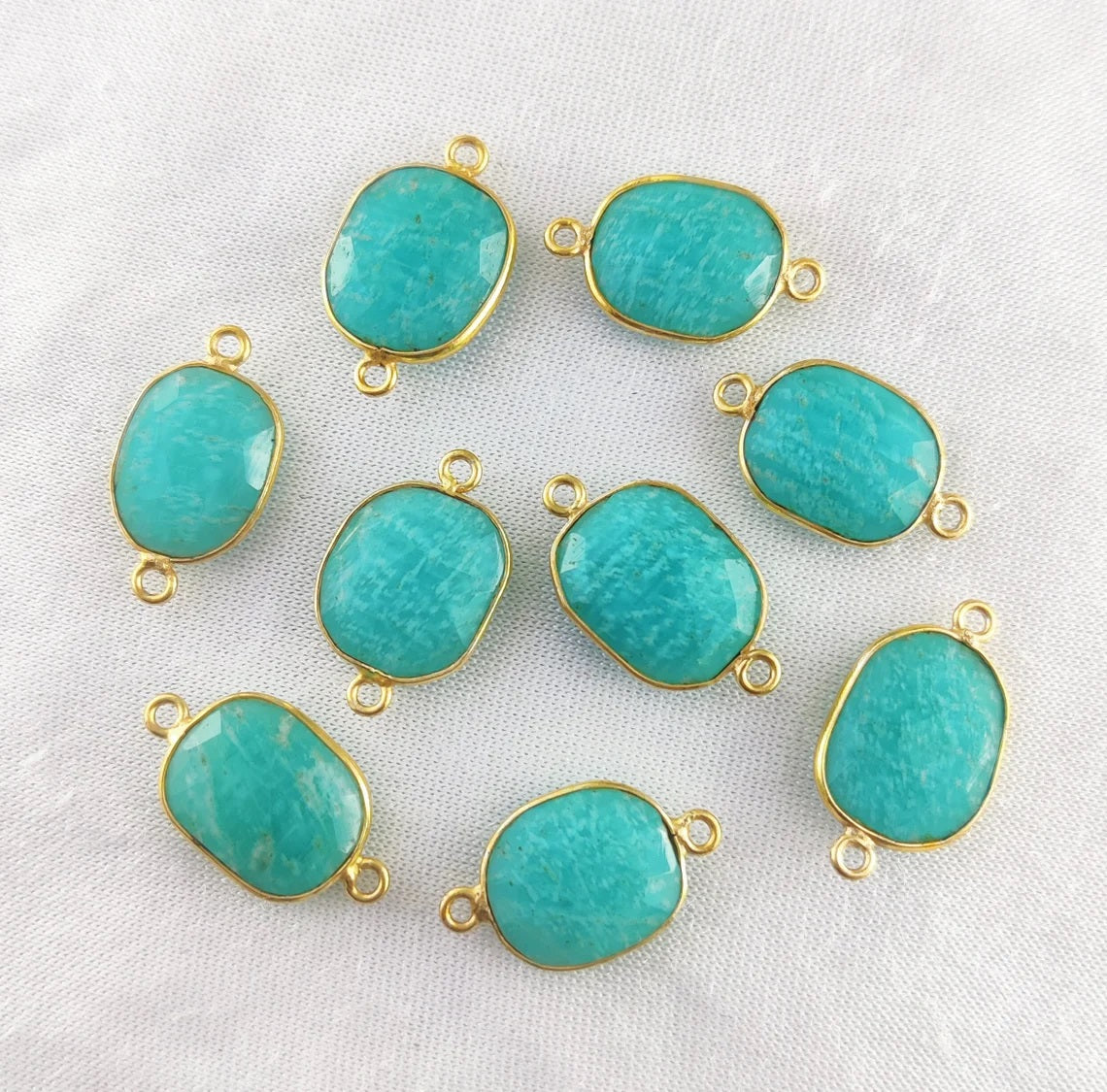 Handmade Amazonite Free Form Connector 12–15mm Gold Plated Gemstone Links for Jewelry Designers & DIY Projects- Selling Per Piece