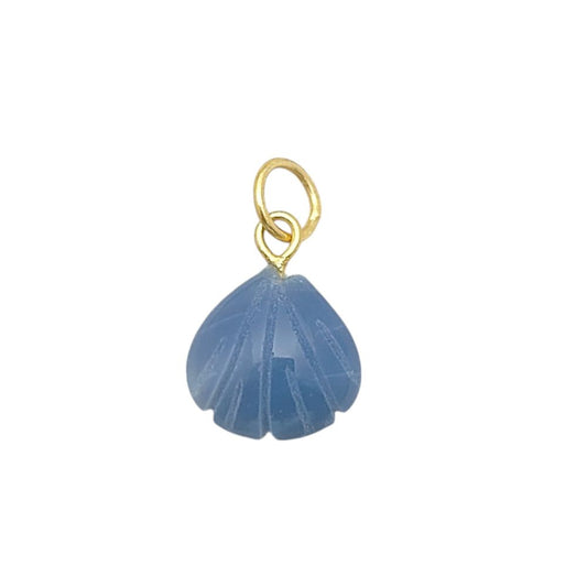 Elegant Blue Opal Gemstone Seashell Pendant Gold Plated Sterling Silver Jewelry