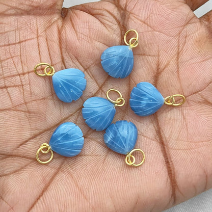 Elegant Blue Opal Gemstone Seashell Pendant Gold Plated Sterling Silver Jewelry