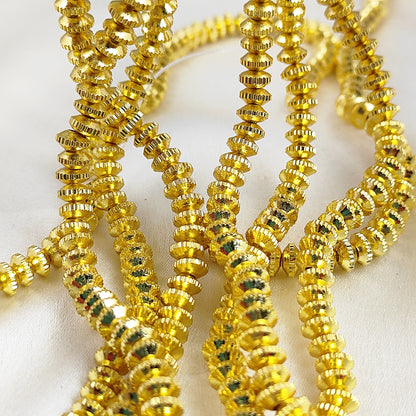 Gold Plated Brass Rondelle Spacer Beads Fancy Nugget Beads for DIY Jewelry Making
