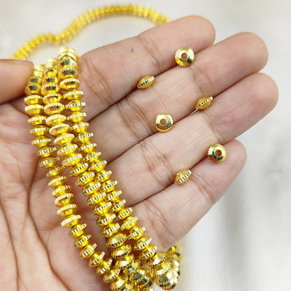 Gold Plated Brass Rondelle Spacer Beads Fancy Nugget Beads for DIY Jewelry Making