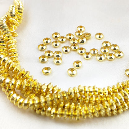 Gold Plated Brass Rondelle Spacer Beads Fancy Nugget Beads for DIY Jewelry Making