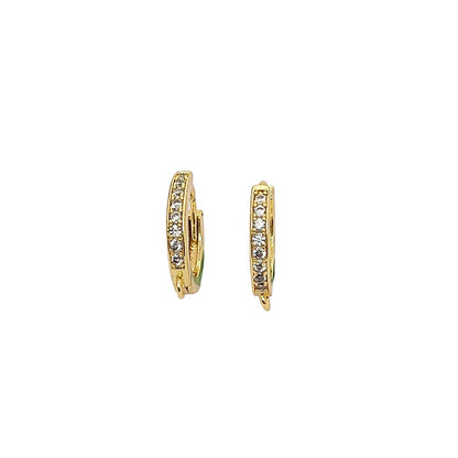 Gold Plated CZ Huggie Hoop Earring Findings Cubic Zirconia Leverback Hoops for Jewelry Making- Selling Per Pair