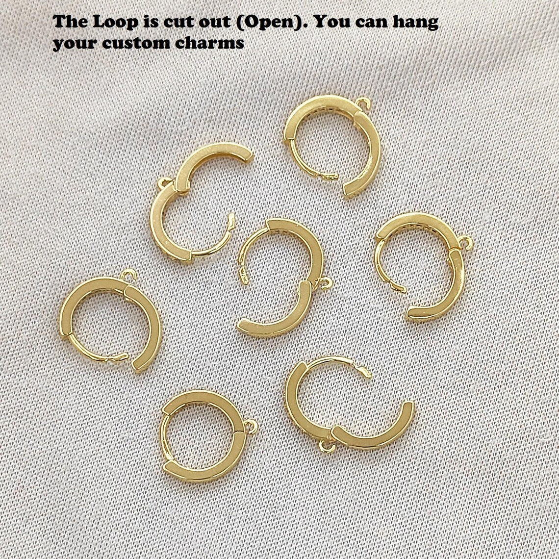 Gold Plated CZ Huggie Hoop Earring Findings Cubic Zirconia Leverback Hoops for Jewelry Making- Selling Per Pair
