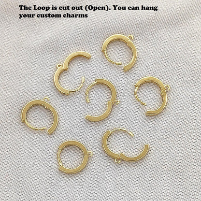 Gold Plated CZ Huggie Hoop Earring Findings Cubic Zirconia Leverback Hoops for Jewelry Making- Selling Per Pair