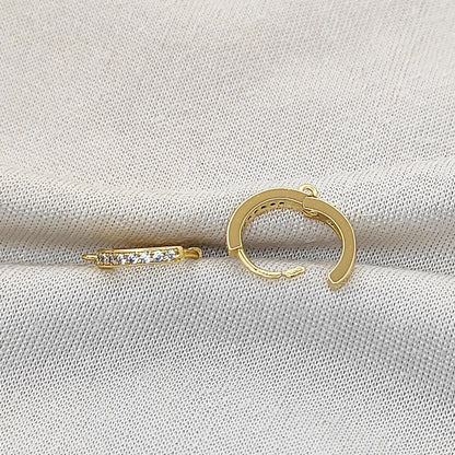 Gold Plated CZ Huggie Hoop Earring Findings Cubic Zirconia Leverback Hoops for Jewelry Making- Selling Per Pair