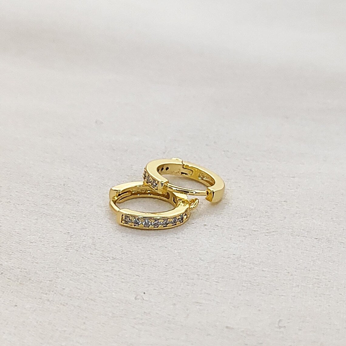 Gold Plated CZ Huggie Hoop Earring Findings Cubic Zirconia Leverback Hoops for Jewelry Making- Selling Per Pair