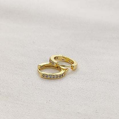 Gold Plated CZ Huggie Hoop Earring Findings Cubic Zirconia Leverback Hoops for Jewelry Making- Selling Per Pair