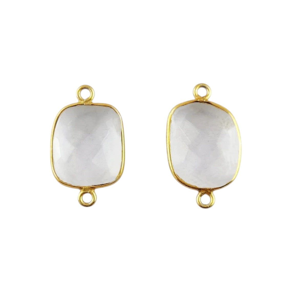 Natural Clear Quartz Free Form Connector, 12–15mm Gemstone in Gold Plated Bezel for Handmade Jewelry Making- Selling Per Piece