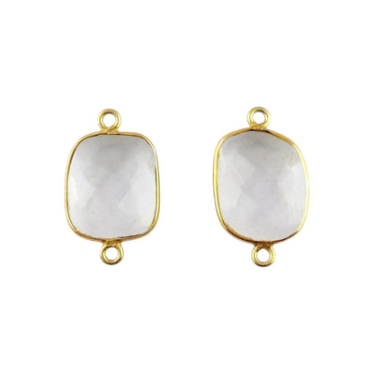 Natural Clear Quartz Free Form Connector, 12–15mm Gemstone in Gold Plated Bezel for Handmade Jewelry Making- Selling Per Piece