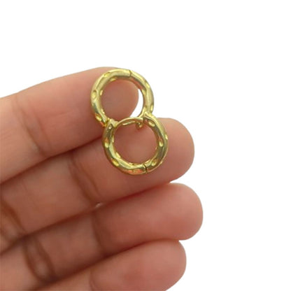 Gold Plated Hammered Hoop Earrings Chunky Minimalist Huggies for Daily Wear- Selling Per Pair