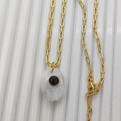 Gold Plated Hamsa Hand Rainbow Moonstone Pendant for Necklace Meaningful Boho Jewelry Gift- Selling Per Piece