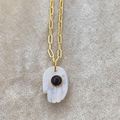 Gold Plated Hamsa Hand Rainbow Moonstone Pendant for Necklace Meaningful Boho Jewelry Gift- Selling Per Piece