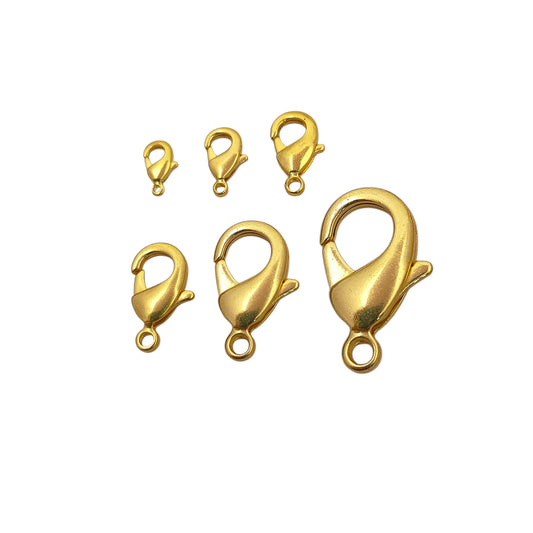 Gold Plated Lobster Clasps in Multiple Sizes DIY Jewelry Making Components, Metal Jewelry Findings for Necklaces, Bracelets & Craft Projects – Selling 5pc Lot