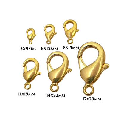 Gold Plated Lobster Clasps in Multiple Sizes DIY Jewelry Making Components, Metal Jewelry Findings for Necklaces, Bracelets & Craft Projects – Selling 5pc Lot