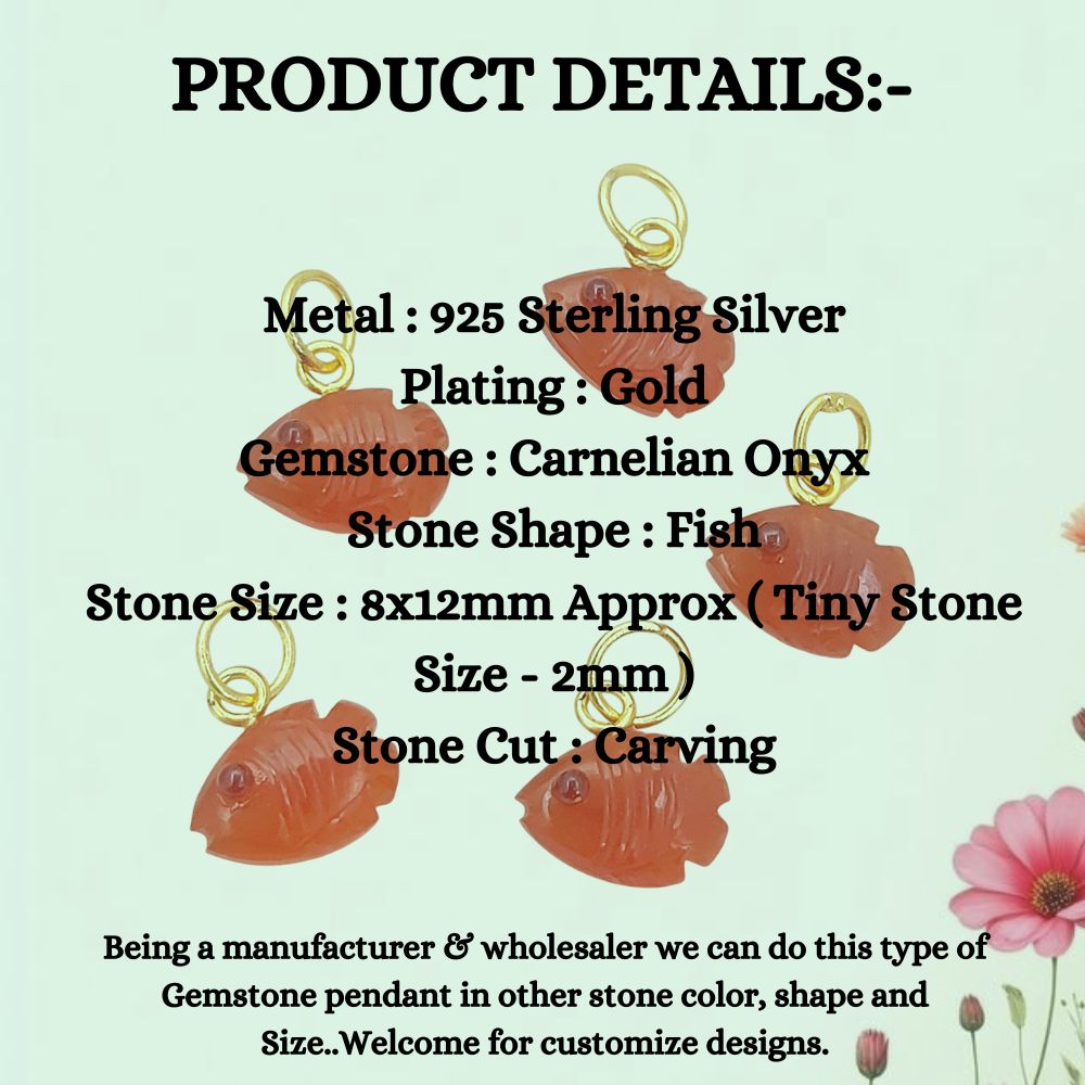 Mini Carnelian Fish Charm for DIY Necklaces and Bracelets