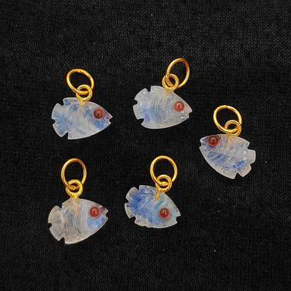 Handmade Rainbow Moonstone Pendant with Gold Bail