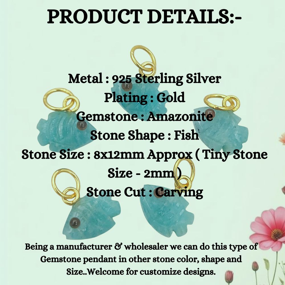 Amazonite Fish Charm Pendant for DIY Jewelry Designers