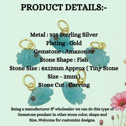 Amazonite Fish Charm Pendant for DIY Jewelry Designers