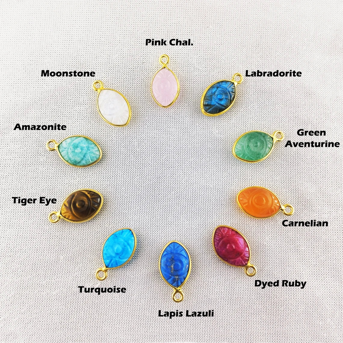 Gold Plated Sterling Silver Evil Eye Charm Pendant Handmade Spiritual Gemstone Jewelry- Selling Per Piece