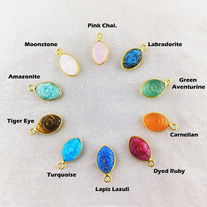 Gold Plated Sterling Silver Evil Eye Charm Pendant Handmade Spiritual Gemstone Jewelry- Selling Per Piece