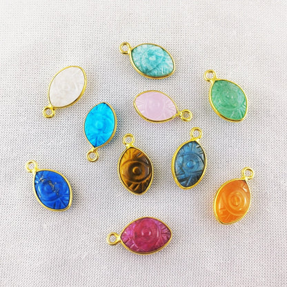 Gold Plated Sterling Silver Evil Eye Charm Pendant Handmade Spiritual Gemstone Jewelry- Selling Per Piece