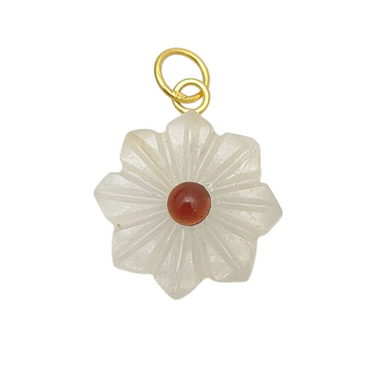 Handmade White Moonstone Flower Pendant – Delicate Gemstone Charm for Necklace