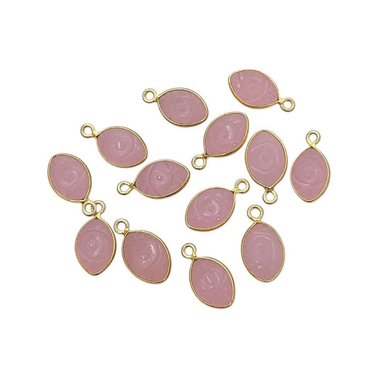 Gold Plated Sterling Silver Pink Chalcedony Evil Eye Pendant Handmade Crystal Jewelry Charm- Selling Per Piece