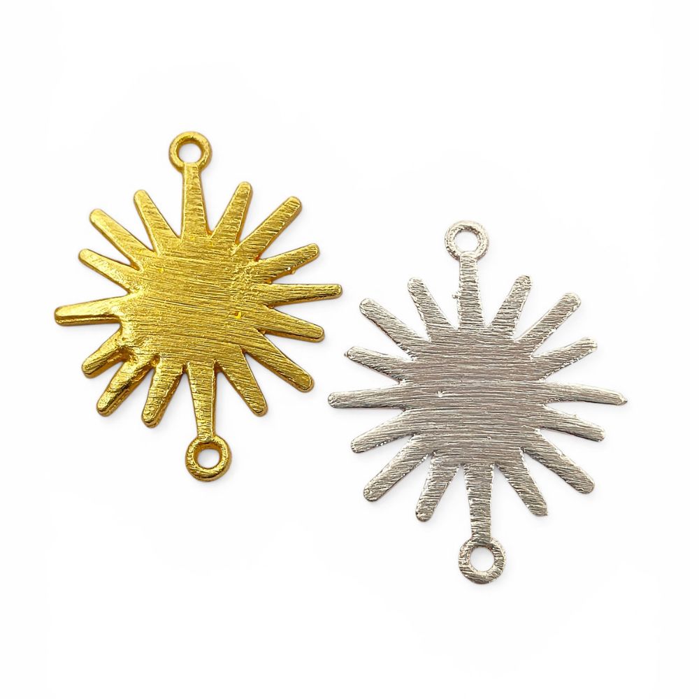 Gold Plated Sun Connector Charm, Sunburst Design for Bracelet Making, Earring Findings & DIY Jewelry Supplies