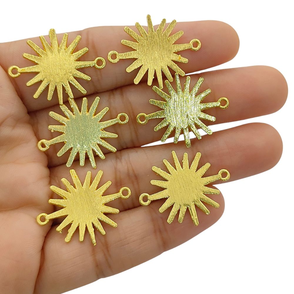 Gold Plated Sun Connector Charm, Sunburst Design for Bracelet Making, Earring Findings & DIY Jewelry Supplies