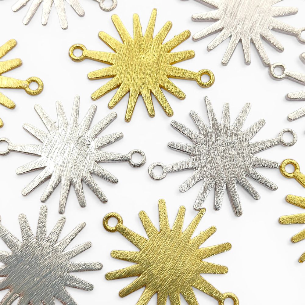 Gold Plated Sun Connector Charm, Sunburst Design for Bracelet Making, Earring Findings & DIY Jewelry Supplies