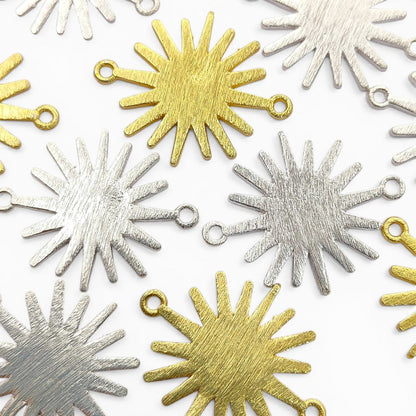 Gold Plated Sun Connector Charm, Sunburst Design for Bracelet Making, Earring Findings & DIY Jewelry Supplies