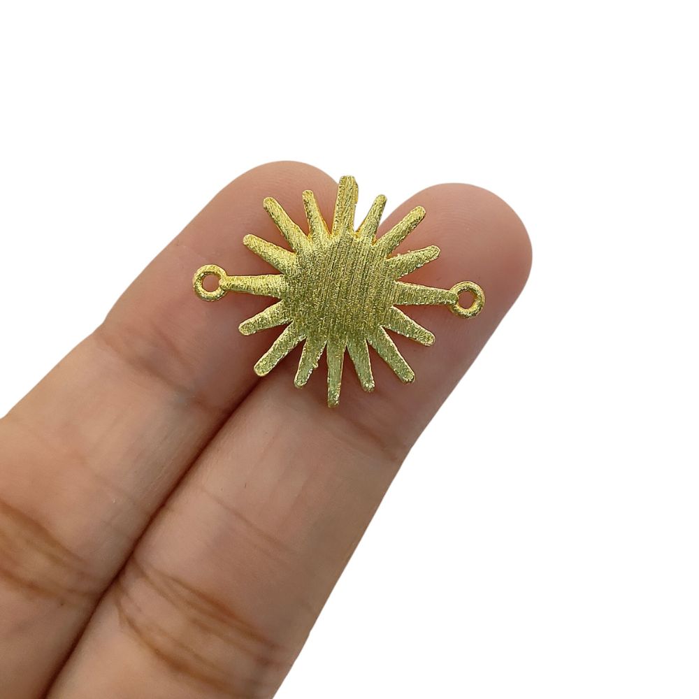 Gold Plated Sun Connector Charm, Sunburst Design for Bracelet Making, Earring Findings & DIY Jewelry Supplies
