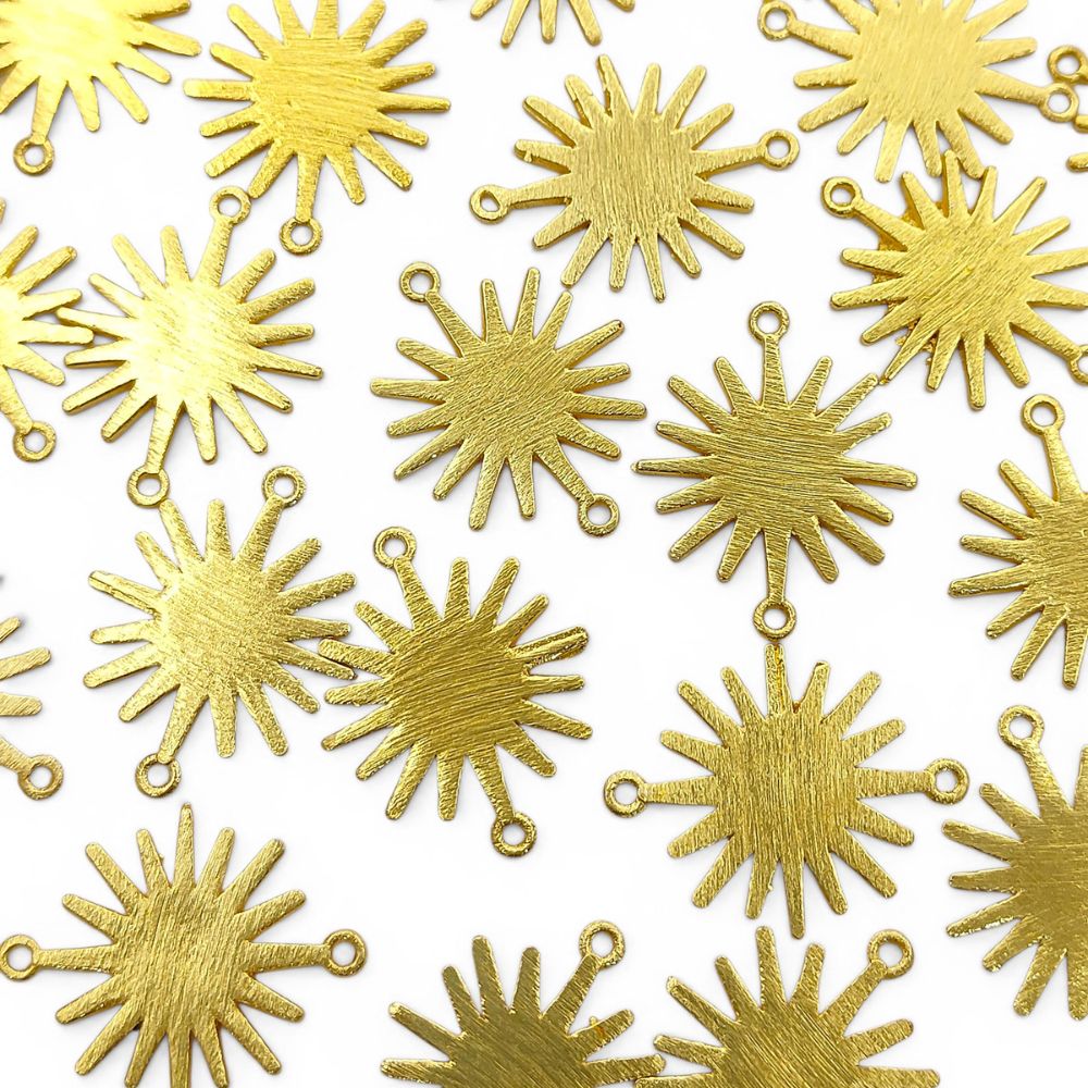 Gold Plated Sun Connector Charm, Sunburst Design for Bracelet Making, Earring Findings & DIY Jewelry Supplies