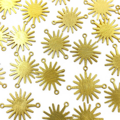 Gold Plated Sun Connector Charm, Sunburst Design for Bracelet Making, Earring Findings & DIY Jewelry Supplies