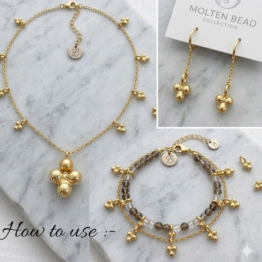 Gold Round Ball Cluster Pendant Charm Jewelry Making Supplies for Earrings & Necklaces