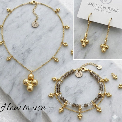 Gold Round Ball Cluster Pendant Charm Jewelry Making Supplies for Earrings & Necklaces