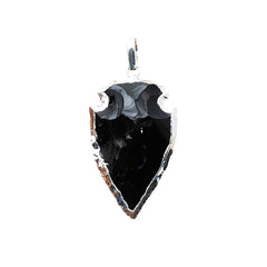 Gold/Silver Electroplated Black Onyx Arrowhead, Tribal Gemstone Pendant for DIY Bohemian Jewelry Creations – Selling Per Piece m agar