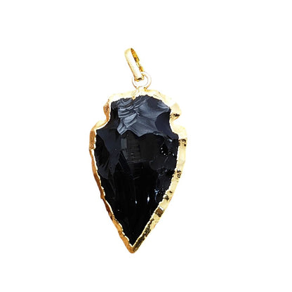 Gold/Silver Electroplated Black Onyx Arrowhead, Tribal Gemstone Pendant for DIY Bohemian Jewelry Creations – Selling Per Piece m agar