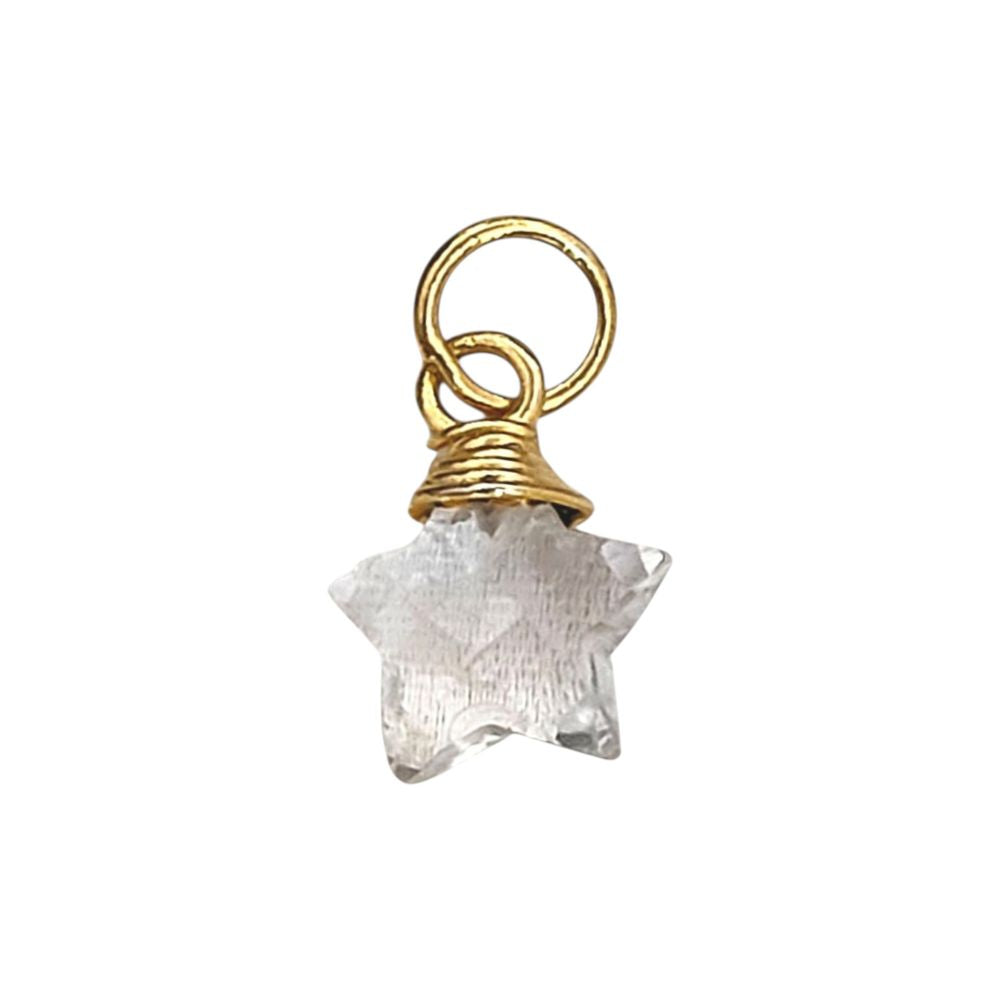 Gold Wire Wrapped Clear Quartz Star Pendant Natural Crystal Gemstone Charm for Jewelry Making Components