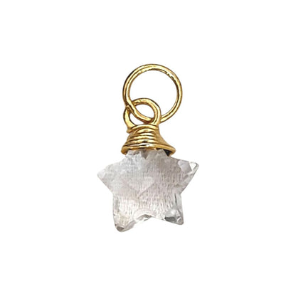 Gold Wire Wrapped Clear Quartz Star Pendant Natural Crystal Gemstone Charm for Jewelry Making Components