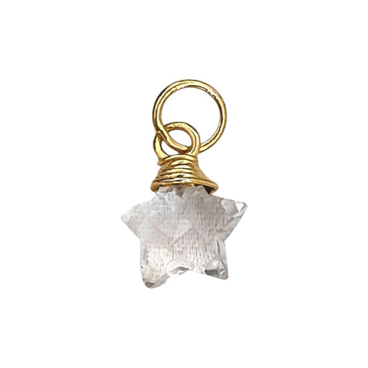 Gold Wire Wrapped Clear Quartz Star Pendant Natural Crystal Gemstone Charm for Jewelry Making Components