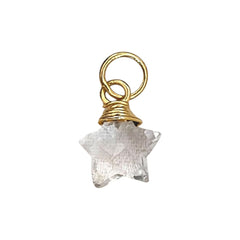 Gold Wire Wrapped Clear Quartz Star Pendant Natural Crystal Gemstone Charm for Jewelry Making Components