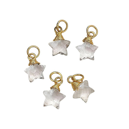 Gold Wire Wrapped Clear Quartz Star Pendant Natural Crystal Gemstone Charm for Jewelry Making Components