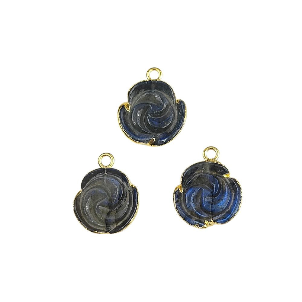 Handmade Labradorite Floral Charm – Unique Gift