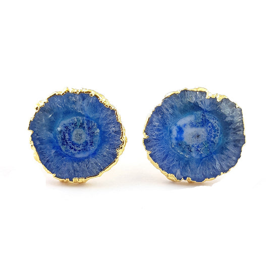 Raw Blue Solar Quartz Cufflinks for Men