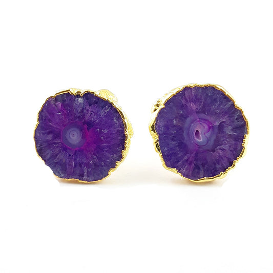 Raw Purple Solar Quartz Cufflinks for Men