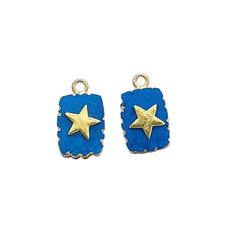 Gold Electroplated Turquoise Slice Pendant with Star Handmade Healing Crystal Charm for DIY Jewelry & Necklace Designs- Selling Per Piece