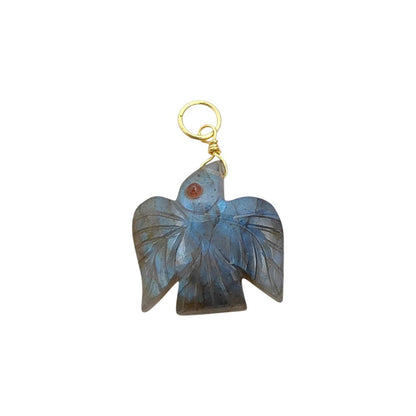 Gold Plated 925 Sterling Silver Flying Eagle Pendant Hand Carved Multi Gemstone Necklace Charm